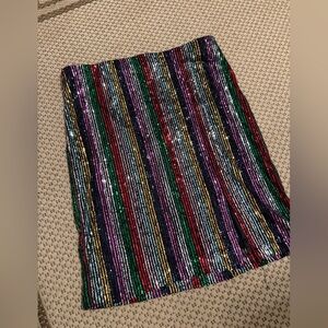INC International Concepts Sequin Skirt with Colorful Stripes